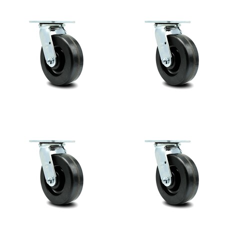 Service Caster 6 Inch Phenolic Wheel Swivel Caster Set with Roller Bearing SCC-30CS620-PHR-4